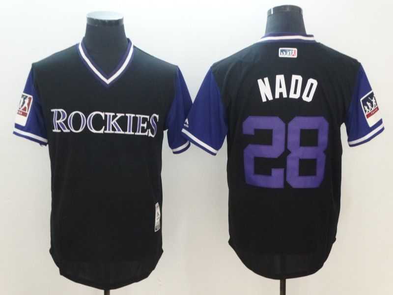 Men Colorado Rockies #28 Nado Black New Rush Limited MLB Jerseys